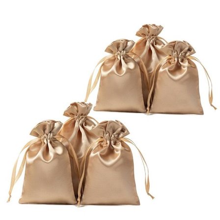Smykkeposer i satin med snorelukning, øreringe gaveposer i silke, bryllupsgaveposer til slik julefrokost eksamensdag påske (6 styk)