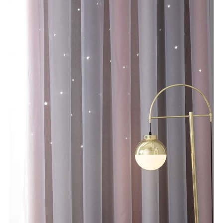 IC Stjärngardiner, dubbelrumsgardiner, grå-rosa, 130 x 160 cm Rosa