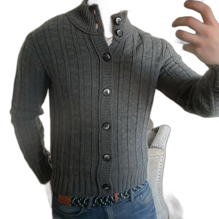 Grå stickad cardigan