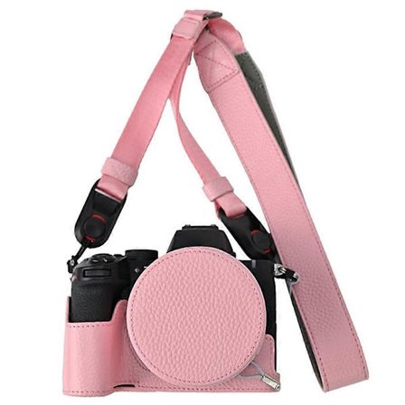 Halvskyddsfodral för Nikon Z 50 II-kamera Äkta koläder med axelrem och linsskydd - P