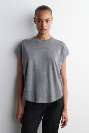 COS Women's Circle-Cut Merino Wool Top in Grey