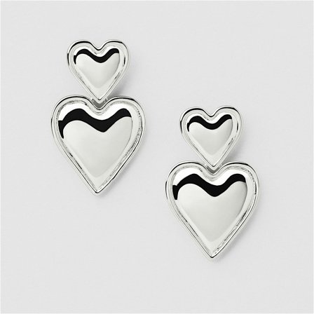 Double Heart Studs - SØLVBELAGT MESSING