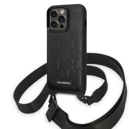 Karl Lagerfeld iPhone 14 Pro Cover med halsrem Plaque Logo Strap