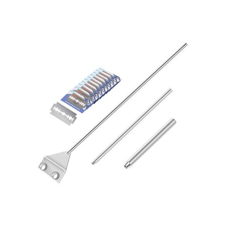 1 sett akvarie-skrape, 25,6" rustfritt stål skrape rengjøringsbarberblad med 10 blader for glass akvarium fiskebolle