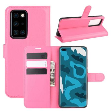 Huawei P40 Pro - Litchi Plånboksfodral - Rosa Pink Rosa