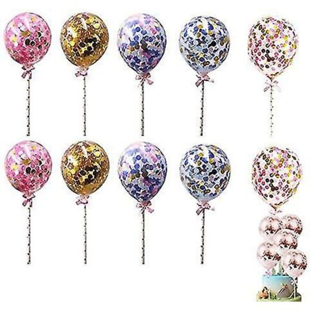 Roseguld Konfetti Ballon Kage Topper Mini Balloner Fest Dekoration