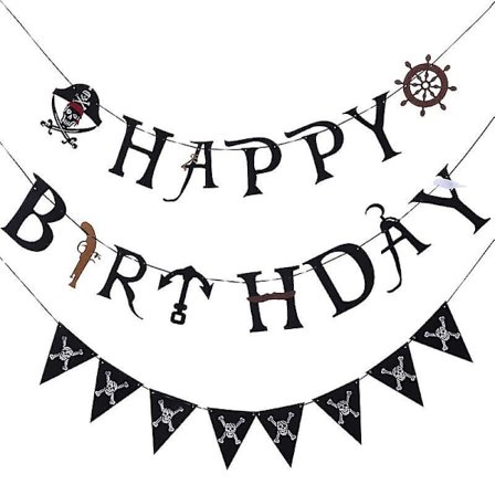 2 stk. Pirat Tema Fødselsdagsfest Bogstav Træk Flag Og Trekant Træk Blomst Dekoration Flag Foto Props Festival Fødselsdagsfest Gave Dekoration Vimpel 