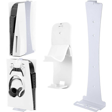 Auniq PS5 Seinäteline PlayStation 5:lle (Levy- ja Digitaaliversio) Tukeva Teräs Ohjainpidikkeellä & Kuuloketelineellä Ruuvit Sieni Valkoinen