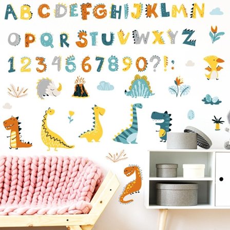ABC-klistermærker, alfabetet klistermærker - Animal Dinosaur Alphabet Wall Stickers - Klasse KLB