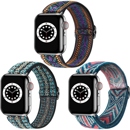 3 kappaletta säädettävää joustavaa ranneketta Apple Watch -kelloille 38mm 41mm 40mm 42mm 44mm 45mm 7/6/5/4/3/2/1 SE -naisille