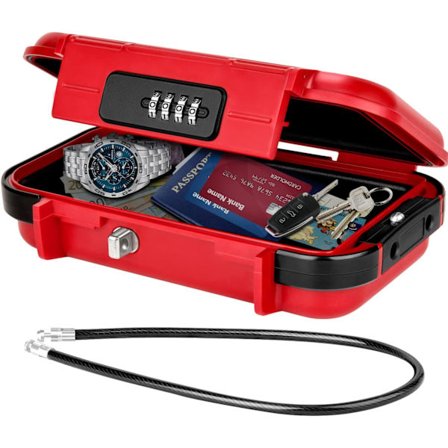 Bærbar safe, sikker safe mini vanntett anti-tyveri reisesafe med avtagbart ståltau, sikkerhetsskap for hjem, kontor, hotell, reise osv.