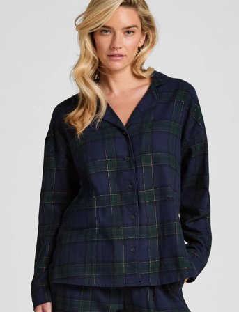 Hunkemöller Jacket Ls Flannel Twill Check - Multi/patterned - S