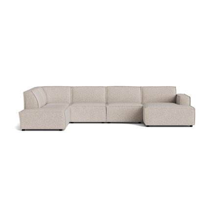 Lyon U-Form Sofa, rechts in Puente Hell Greige, modernes Design, hochwertige Polsterung, komfortable Sitzfläche, strukturierte Optik, 80cm