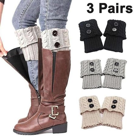 3 par korte damestrømper i hæklet strik