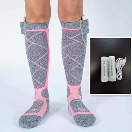 Helfotvarmesokker vinter USB lading varme bomullsstrømper rosa