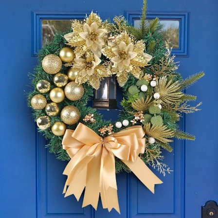 Rød jul krans for front dør gull vindu vegg dør jule pynt