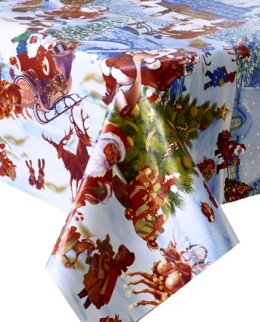 Weihnachtswachstischdecke Tomteland Meterware Rot