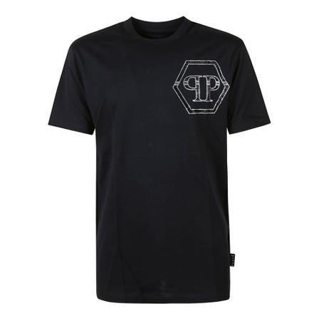 Philipp Plein T-shirt Round Neck SS Hexagon , Zwart , Heren , Maat: L