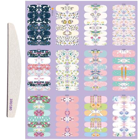12 ark påske-negleklistremerker Søt kanin selvklebende neglekunst-klistremerker med neglefil DIY-neglekunst Negledesign Negledekorasjon
