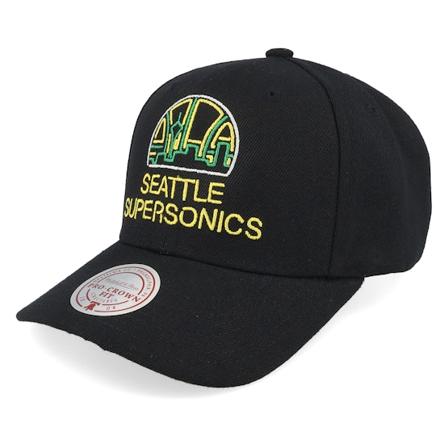 Mitchell & Ness - NBA Musta adjustable Lippis - Seattle Supersonics Neon Logo Pro Black Adjustable @ Hatstore