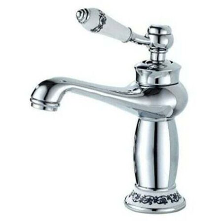 Blandare för tvättställ, ettgreppsblandare, tvättställsblandare med keramisk blomdekoration