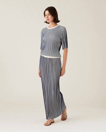 Lexington Multi striped knitted skirt, blue