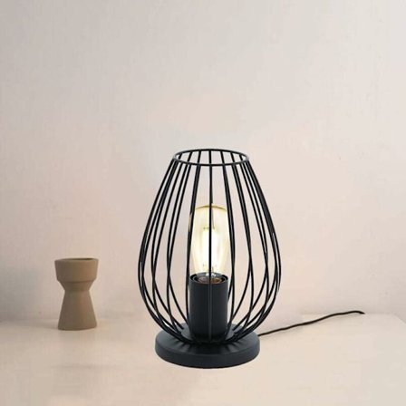 Vintage Jernbur Stil Bordlampe Industriel Skrivebordslampe med Kabel E27 Dekorativ Belysning Sengebordslampe Natlampe til Stue Soveværelse Kontor (A)