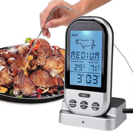 Trådlös Digital Ugnstermometer Kött Bbq Grill Mat Probe Med Timer Alarm Newsilver1st