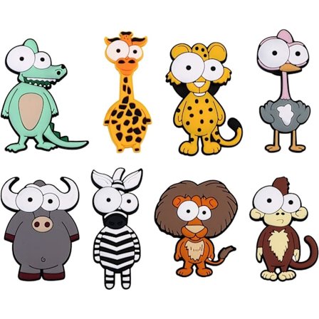 8 Djurformade 3D Silikonmagneter, Lämpliga för Kylskåp, Vittavla