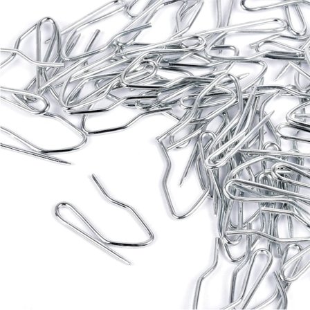 100 stk. Metalgardinhænger (Sølv), 1,2 tommer Gardinpin og Hægter til Plisségardiner, Rustfrit Stål