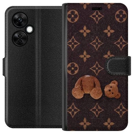 Kompatibelt Plånboksfodral till OnePlus OnePlus Nord CE3 Grafiskt monogrammönster med en stiliserad nalle i konstnärlig stil