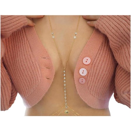 14K Guld y Bra Kropskæde, Bikini Kropssmykker, Lagdelt Mave Taljekæde Krydskæde til Kvinder