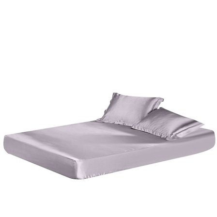 Satin Silk Fitted Sheet Deep Pocket Bed Flat Sheet Set Bedding 3