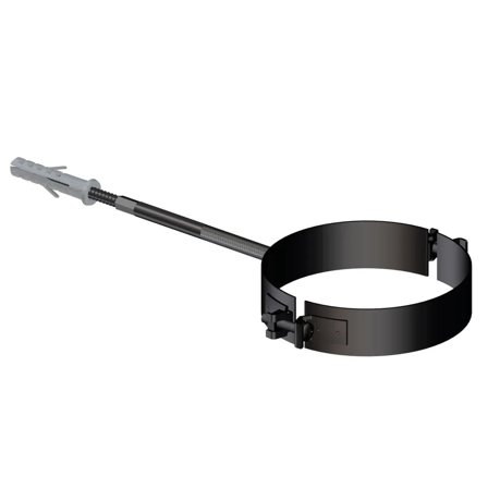 Fascetta murale nera diam. 100 mm per scarico fumi stufa a pellet e caldaia a pellet