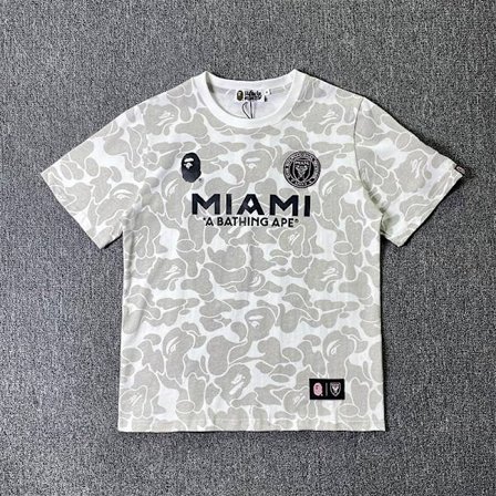 Camouflage sports kortærmet T-shirt Ape Man International joint Miami MIAMI rund hals broderi (hvid)