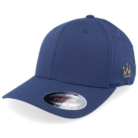 Iconic - Blå flexfit Keps - Crown Side Embroidered Navy Flexfit @ Hatstore