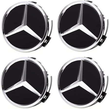 4 kpl pyörän keskiökupuja Mercedes Benzille, 75 mm / 2,95" ABS-auton pyörän navan kupujen navan suojus (musta)