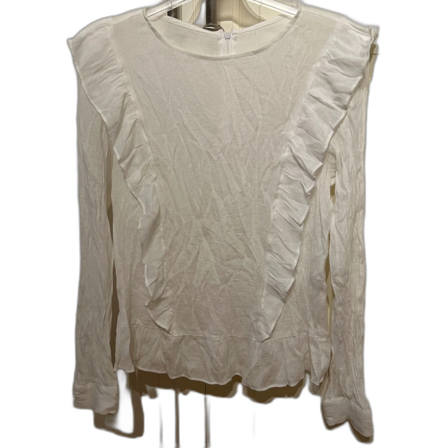 Vit långärmad blus med volangdetaljer