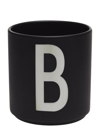 Black Porcelain Cups A-Z Black Design Letters