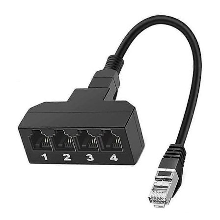 RJ45 til RJ11 Adapter Konverter 4 Porter Kobling Telefonledning Kabel [DB]