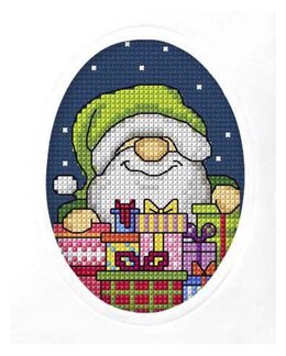 Broderikit Kort Tomte med presenter