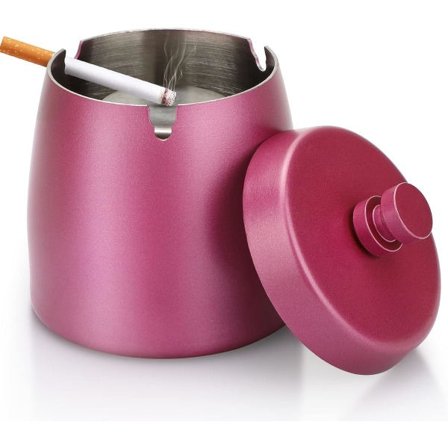 IC Vahva teräksinen tuhkakuppi kannen kanssa - ulko- ja sisätiloihin