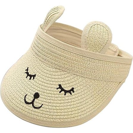 Baby Roll-up Straw Visor Hat Sun Hat, Kid Toddler Wide Brim Cute