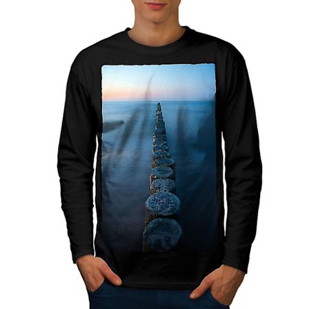 Vatten Vacker Natur Män Svart Långärmad T-shirt