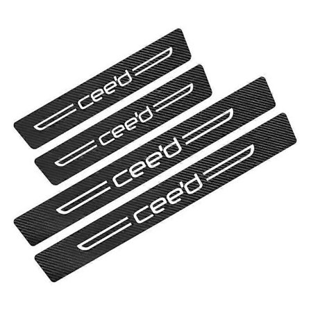 Tröskelpedaler Bildekaler Kolfiber Skyddskåpa För Kia Rio Picanto Ceed Optima Forte Biltillbehör Fordonsdekor Tillbehörsset