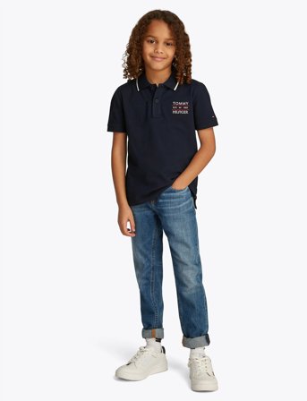 Tommy Hilfiger Tommy Flag Hilfiger Polo Reg Ss - Navy - 128
