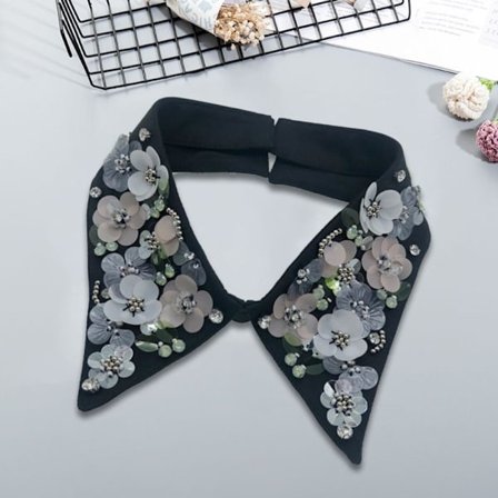 Perle falsk krave aftagelig halsudskæring SORT 1 1