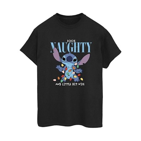 Disney Dam/Damer Lilo & Stitch Naughty & Nice Bomull Boyfriend T-Shirt