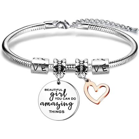 Kvinner Jenter gave, vakker jente du kan gjøre fantastiske ting Anheng armbånd Inspirerende sjarmarmbånd for familievenner - Perfet