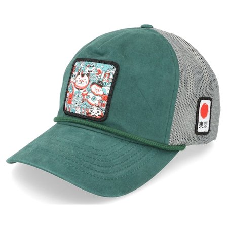 Yapan - Grön trucker Keps - "Tokyo Maneki-neko 939 Spruce/Grey/Pine Trucker " @ Hatstore